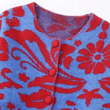 Load image into Gallery viewer, Vintage Flower Jacquard Sweater Cardigan