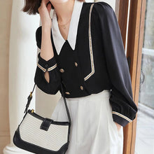 Load image into Gallery viewer, Retro Black & White French Style Top