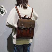 Load image into Gallery viewer, Vintage College Style Leather Backpack
