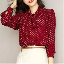 Load image into Gallery viewer, Polka Dot Bow Blouse