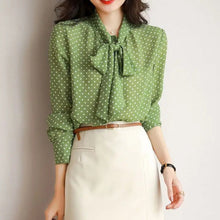 Load image into Gallery viewer, Polka Dot Bow Blouse