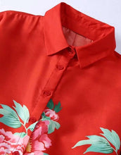 Load image into Gallery viewer, Vintage Chic Floral Red Blouse