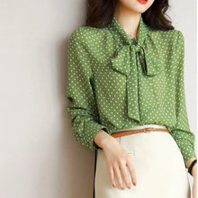 Load image into Gallery viewer, Polka Dot Bow Blouse