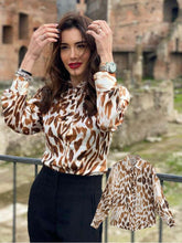 Load image into Gallery viewer, Vintage Chic Africa Safari Globetrotter Satin Blouse