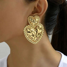 Load image into Gallery viewer, Statement Love Heart Charm Earrings
