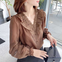 Load image into Gallery viewer, Romantic V-neck Embroidered Lace Blouse