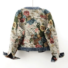 Load image into Gallery viewer, Vintage Floral Jacquard Denim Jacket
