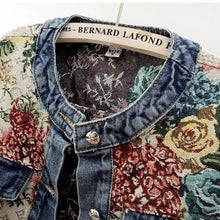 Load image into Gallery viewer, Vintage Floral Jacquard Denim Jacket