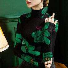 Load image into Gallery viewer, Designer Mesh Floral Turtleneck Top - 2 models