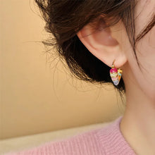 Load image into Gallery viewer, Gold Plated Colorful Heart Hoop Earrings