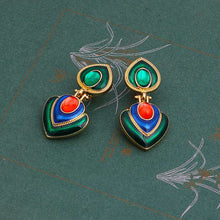 Load image into Gallery viewer, Colorful Crystal Heart Clip Statement Earrings