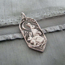 Load image into Gallery viewer, Alice Wonderland Silver Rabbit Hares Pendant Necklace