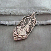 Load image into Gallery viewer, Alice Wonderland Silver Rabbit Hares Pendant Necklace