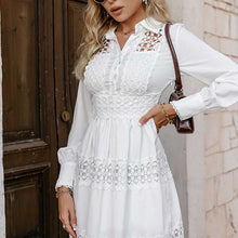 Load image into Gallery viewer, Lace Hollow Out Ruffle White Dress