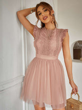 Load image into Gallery viewer, Vintage Sleeveless Lace Tulle Ruffle Party Dress