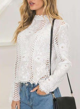 Load image into Gallery viewer, Stand Collar Lace Hollow Out Top Blouse - Pretty Fashionation