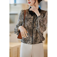 Load image into Gallery viewer, Retro Paisley Print Turn-down Collar Blouse