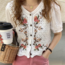 Load image into Gallery viewer, Embroidered Crochet Cardigan Top