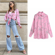 Load image into Gallery viewer, Vintage Chic Africa Safari Globetrotter Satin Blouse
