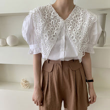 Load image into Gallery viewer, Vintage Lace Edwardian Lapel White Blouse