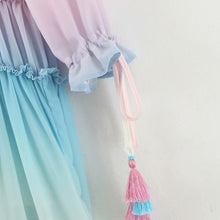 Load image into Gallery viewer, Gradient Cotton Candy Ruffle Chiffon Maxi Dress
