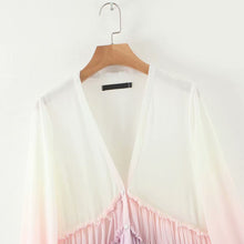 Load image into Gallery viewer, Gradient Cotton Candy Ruffle Chiffon Maxi Dress