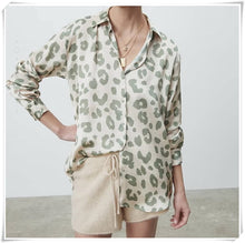 Load image into Gallery viewer, Vintage Chic Africa Safari Globetrotter Satin Blouse