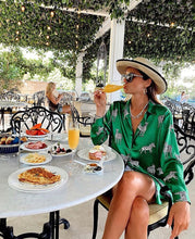 Load image into Gallery viewer, Vintage Chic Africa Safari Globetrotter Satin Blouse