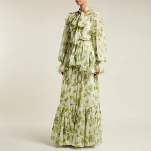 Load image into Gallery viewer, Runway Designer Floral Old Moss Green Dress