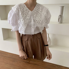 Load image into Gallery viewer, Vintage Lace Edwardian Lapel White Blouse