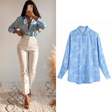 Load image into Gallery viewer, Vintage Chic Africa Safari Globetrotter Satin Blouse