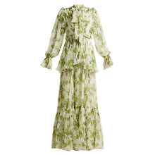 Load image into Gallery viewer, Runway Designer Floral Old Moss Green Dress