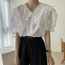 Load image into Gallery viewer, Vintage Lace Edwardian Lapel White Blouse
