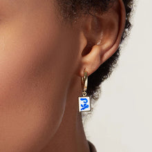 Load image into Gallery viewer, Vintage Blue & White Porcelain Stud Earrings