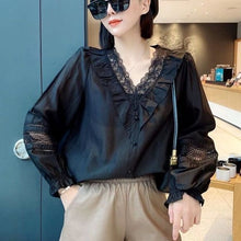 Load image into Gallery viewer, Romantic V-neck Embroidered Lace Blouse
