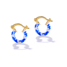 Load image into Gallery viewer, Vintage Blue & White Porcelain Stud Earrings