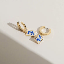 Load image into Gallery viewer, Vintage Blue & White Porcelain Stud Earrings