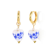 Load image into Gallery viewer, Vintage Blue & White Porcelain Stud Earrings