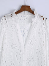Load image into Gallery viewer, Embroidery Lace Hollow Out Lantern Sleeve Blouse Shirt