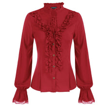 Load image into Gallery viewer, Vintage Victorian Renaissance Ruffled Shirt Blouse