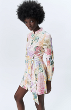Load image into Gallery viewer, Stand Collar Patchwork Floral Bow Sashes Shirtdress - Pretty Fashionation