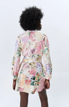 Load image into Gallery viewer, Stand Collar Patchwork Floral Bow Sashes Shirtdress - Pretty Fashionation