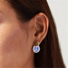 Load image into Gallery viewer, Vintage Blue & White Porcelain Stud Earrings