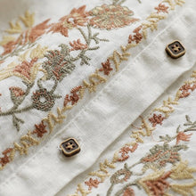 Load image into Gallery viewer, Boho Vietnamese Floral Embroidery Cotton Linen Shirt