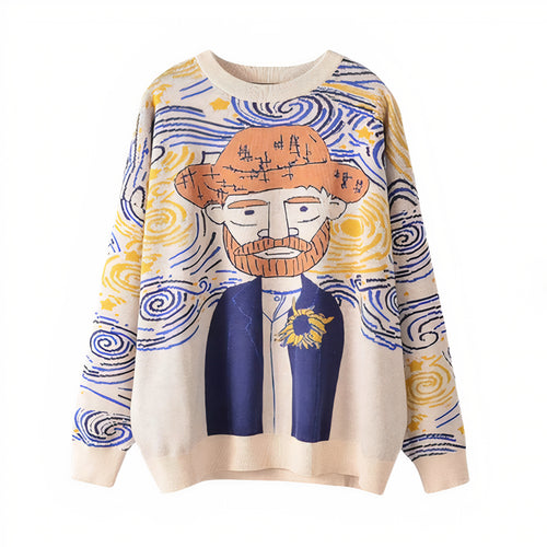Vintage Artsy Van Gogh Pullover Sweater - Pretty Fashionation