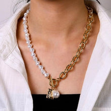 Load image into Gallery viewer, Vintage Irregular Pearl Lock Chains Necklace - Pretty Fashionation