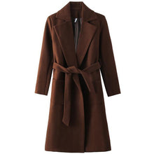 Load image into Gallery viewer, Wool Blend Pockets Belted Parka Coat - Pretty Fashionation