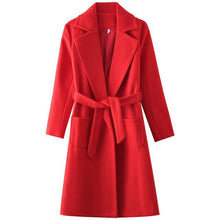 Load image into Gallery viewer, Wool Blend Pockets Belted Parka Coat - Pretty Fashionation