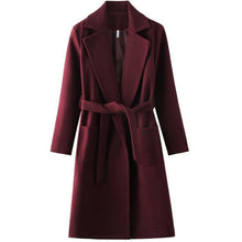 Load image into Gallery viewer, Wool Blend Pockets Belted Parka Coat - Pretty Fashionation