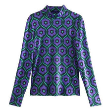 Load image into Gallery viewer, Vintage Psychedelic Flower Power Half Collar Top